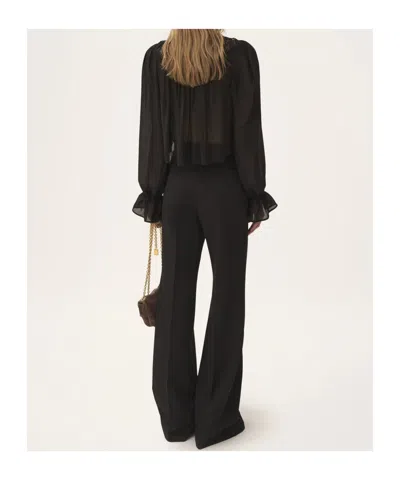 Chloé Silk Georgette And Lace Top In Black