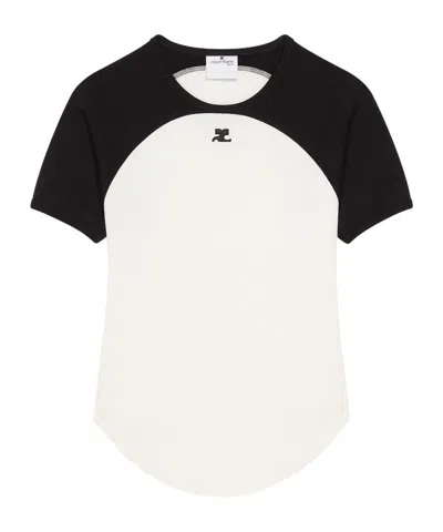 Courrèges Circle Contras T-shirt Woman Black And White In White