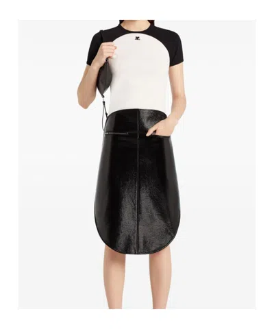 Courrèges Circle Contras T-shirt Woman Black And White In White