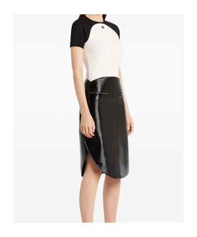 Courrèges Circle Contras T-shirt Woman Black And White In White