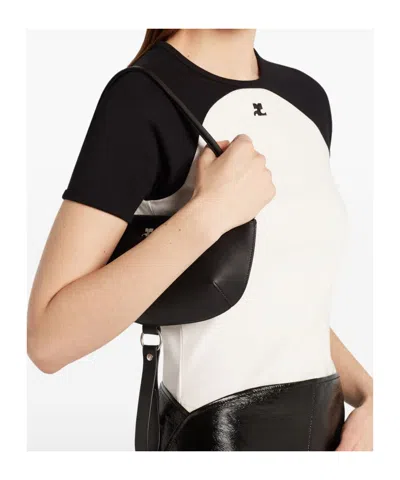 Courrèges Circle Contras T-shirt Woman Black And White In White