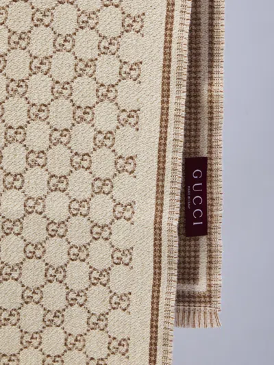 Gucci Beige And Ivory Gg Wool Scarf In Neutral