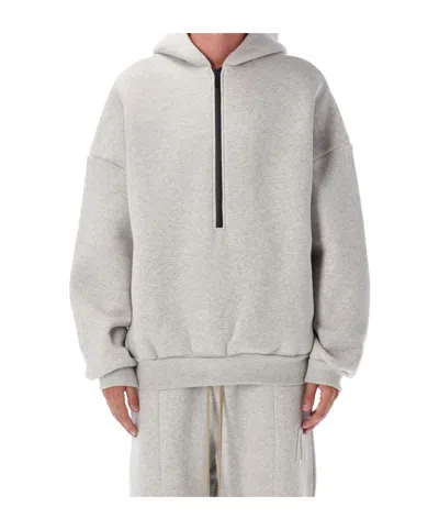 Fear Of God Grey Cotton Blend Zip Hoodie In Gray