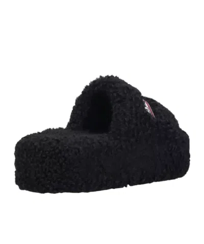 Balenciaga Furry Platform Sliders In Animal Print