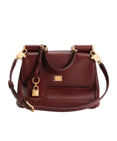 Dolce & Gabbana Medium Sicily Padlock-embellished Leather Handbag In Red