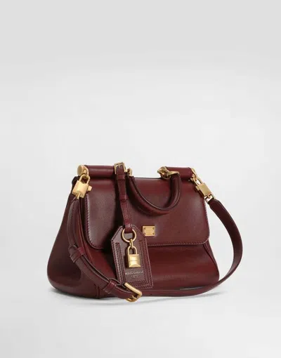 Dolce & Gabbana Medium Sicily Padlock-embellished Leather Handbag In Red