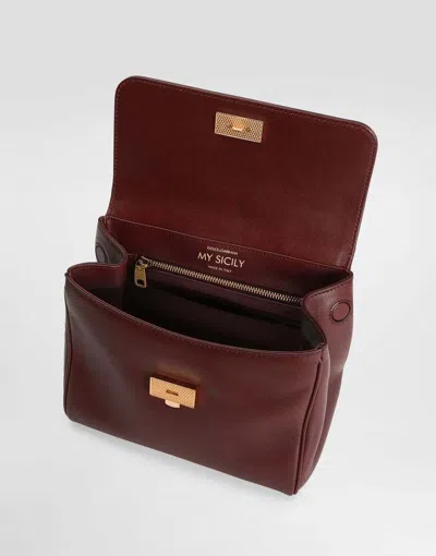 Dolce & Gabbana Medium Sicily Padlock-embellished Leather Handbag In Red