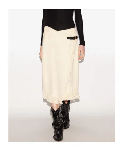 Isabel Marant Galla Asymmetric Cotton And Linen-blend Midi Wrap Skirt In Neutral