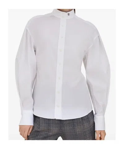 Brunello Cucinelli Stretch Cotton Poplin Shirt With Shiny Collar Detail In White