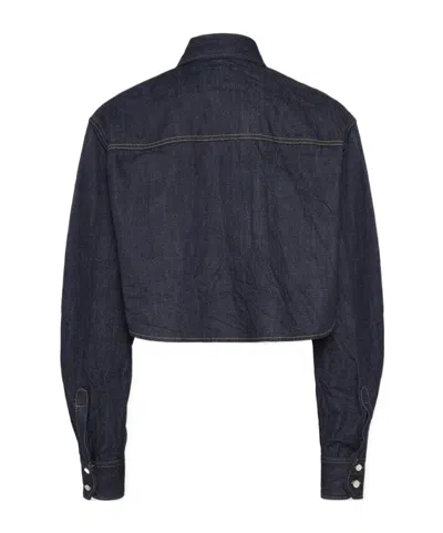 Dsquared2 Cropped Denim Shirt In Blue