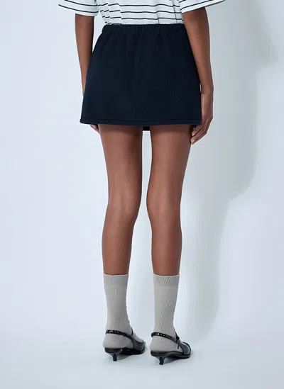 Miu Miu Fleece Miniskirt With Drawstring Waist And Zip Pockets In Black