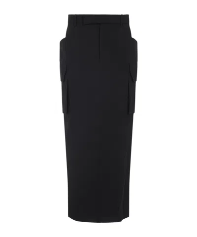 Rick Owens Firbanks Wool Midi Skirt In Black