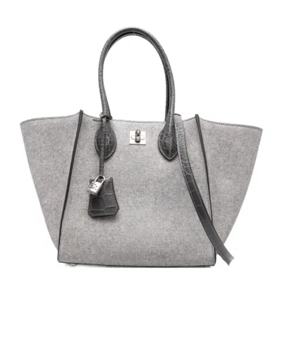Ermanno Scervino Structured Shopper Bag With Crocodile-embossed Accents In Gray