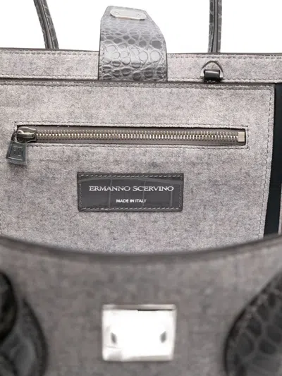 Ermanno Scervino Structured Shopper Bag With Crocodile-embossed Accents In Gray