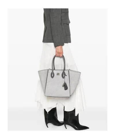 Ermanno Scervino Structured Shopper Bag With Crocodile-embossed Accents In Gray