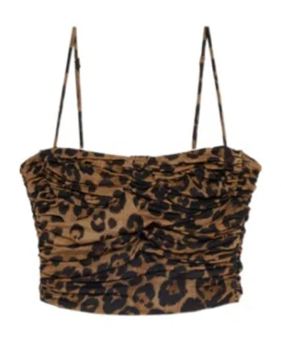 Blumarine Ruched Leopard-print Cropped Top In Multi