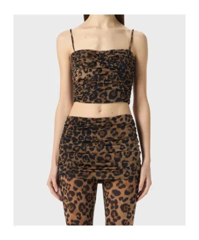 Blumarine Ruched Leopard-print Cropped Top In Multi