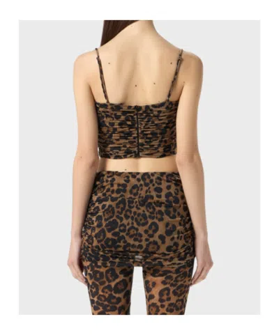 Blumarine Ruched Leopard-print Cropped Top In Multi