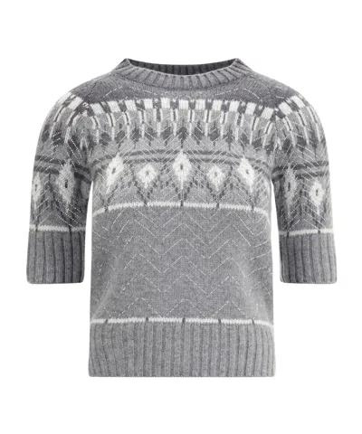 Ermanno Scervino Short Sleeved Sweater In Gray
