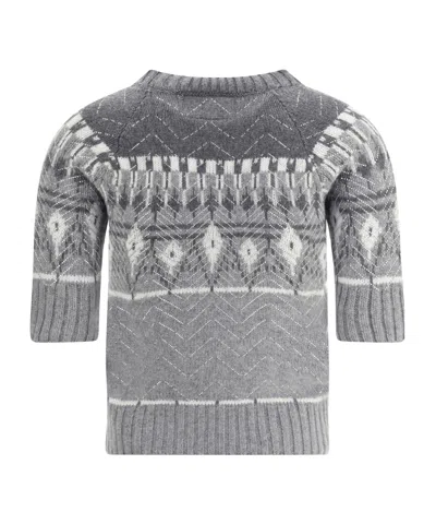 Ermanno Scervino Short Sleeved Sweater In Gray