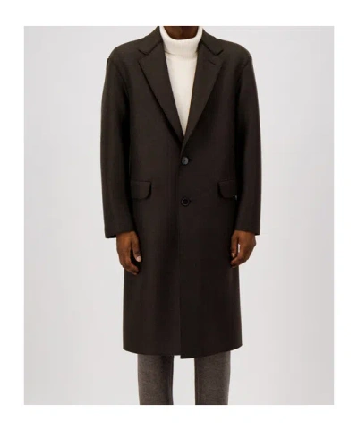 Harris Wharf London Long Single Breasted Wool Coat With Pockets In Brown