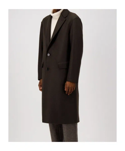 Harris Wharf London Long Single Breasted Wool Coat With Pockets In Brown