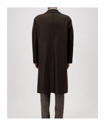 Harris Wharf London Long Single Breasted Wool Coat With Pockets In Brown