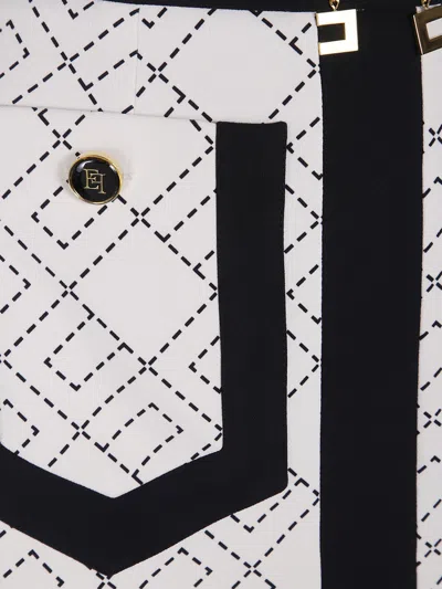 Elisabetta Franchi Geometric Patterned Midi Skirt In White