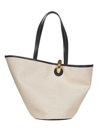 Jacquemus Dual Handle Shoulder Bag With Gold Hardware In Neutral