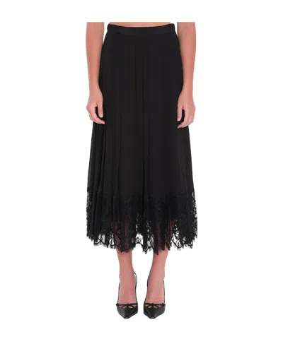 Dolce & Gabbana Gonna Midi In Chiffon And Black Lace In Black