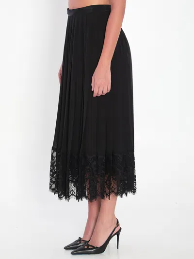 Dolce & Gabbana Gonna Midi In Chiffon And Black Lace In Black