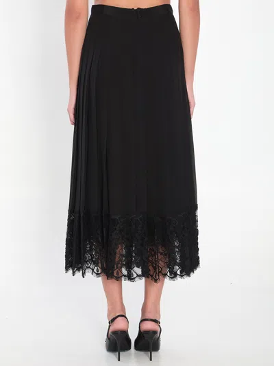 Dolce & Gabbana Gonna Midi In Chiffon And Black Lace In Black
