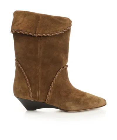 Isabel Marant Suede Wedge Heel Ankle Boots In Brown