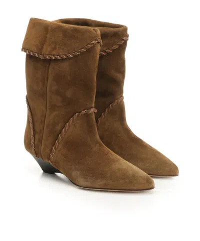 Isabel Marant Suede Wedge Heel Ankle Boots In Brown