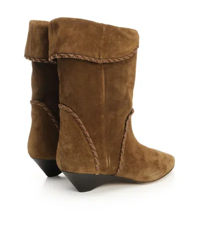 Isabel Marant Suede Wedge Heel Ankle Boots In Brown