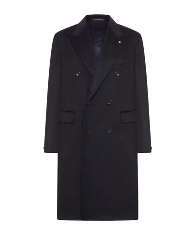 Tagliatore Double-breasted Coat In Blue