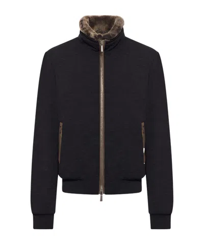 Moorer Beautiful Cashmere And Silk Bomber Jackets In Black