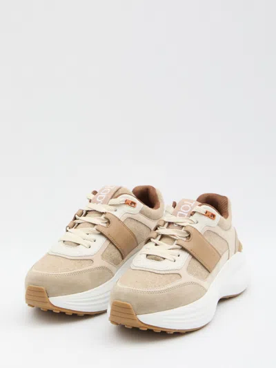Tod's Sneakers In Fabric And Suede Leather In Neutral