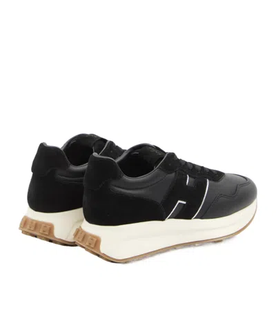 Hogan Leather-panelled Sneakers In Black