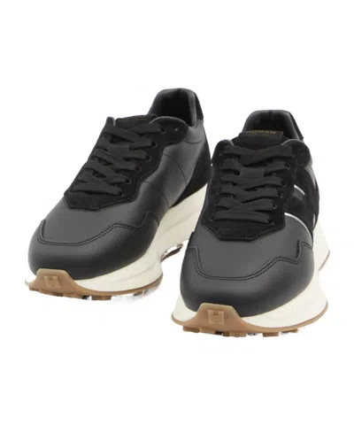 Hogan Leather-panelled Sneakers In Black