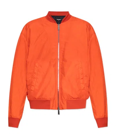 Dsquared2 Logo-print Bomber Jacket In Orange
