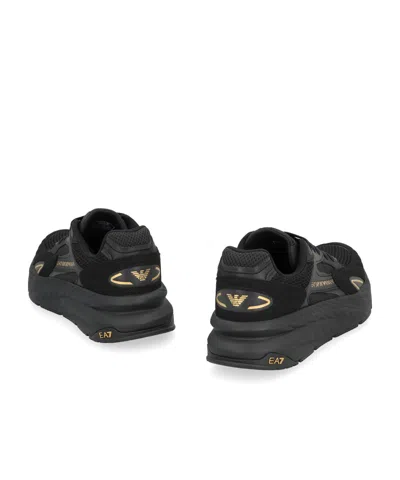 Ea7 Miu Miu Black Re-nylon And Suede Sneakers In Black