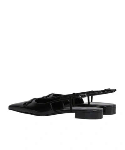 Marni Black Leather Trunkaroo Pointed Toe Slingback Ballerina Flats In Black