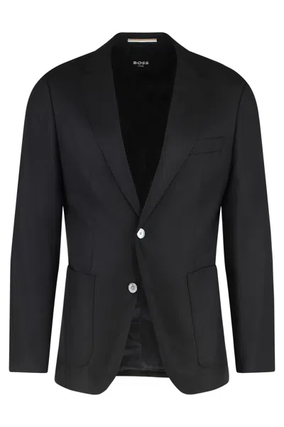 Hugo Boss Boss Single-breasted Two-button Jacket In Black