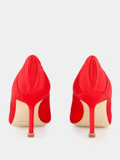 Manolo Blahnik Hangisi 70 Velvet Pump In Red