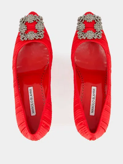 Manolo Blahnik Hangisi 70 Velvet Pump In Red