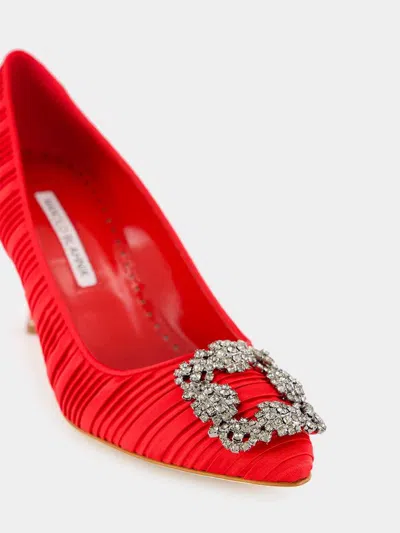 Manolo Blahnik Hangisi 70 Velvet Pump In Red