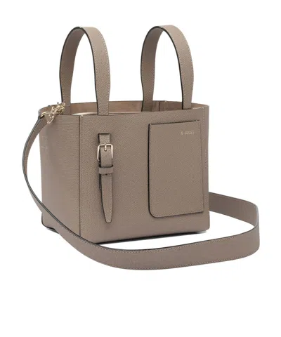 Valextra Grey Calf Leather Handbag In Nude