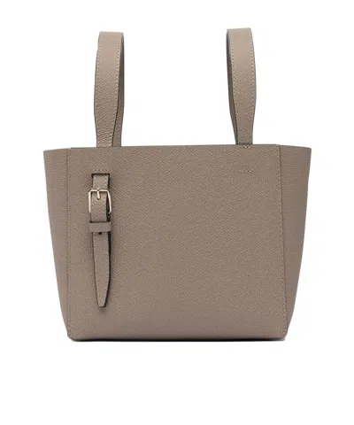 Valextra Grey Calf Leather Handbag In Nude