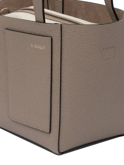 Valextra Grey Calf Leather Handbag In Nude